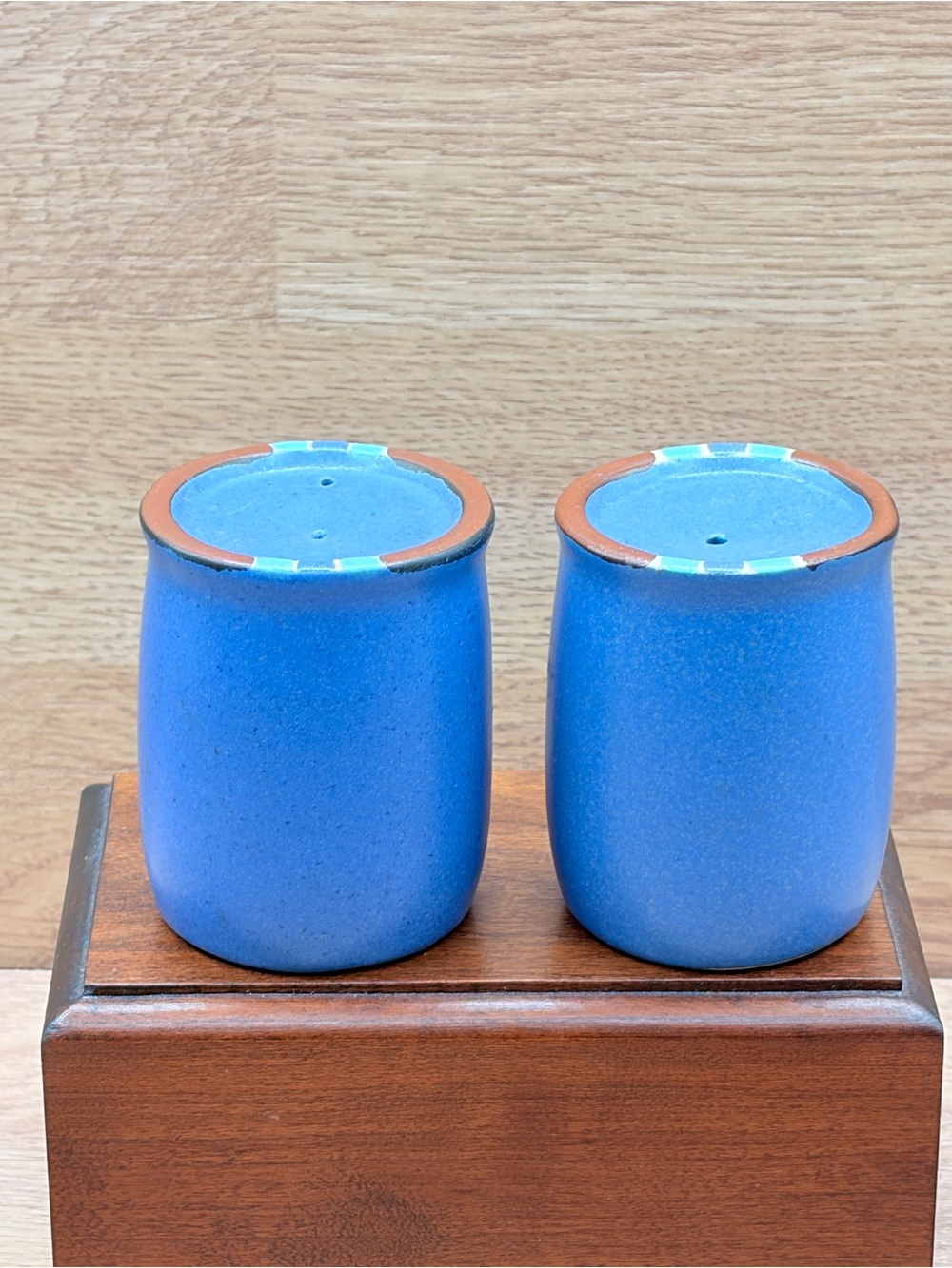 1990-2004 Dansk Pottery Mesa Sky Blue Salt & Pepper Shaker Set Discontinued